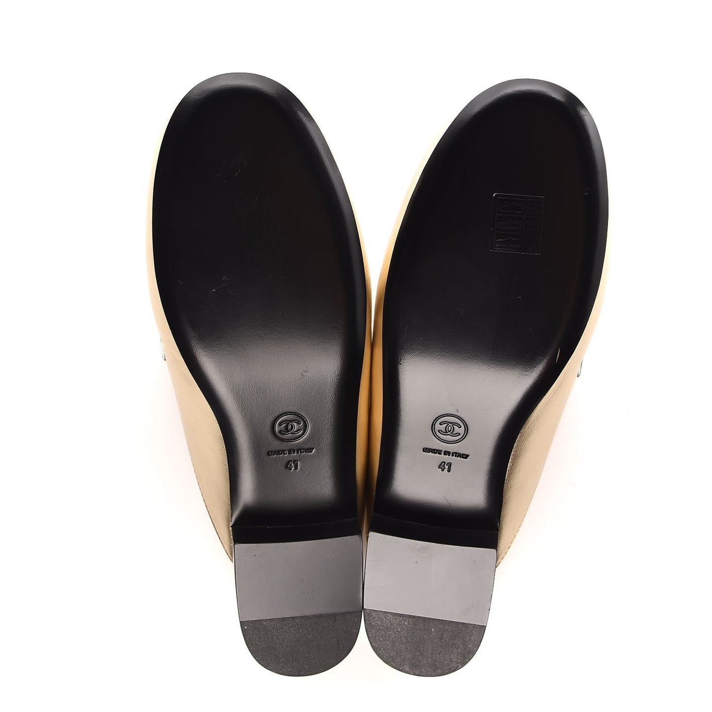 Metallic Lambskin Chain Braided Mules 41 Light Gold