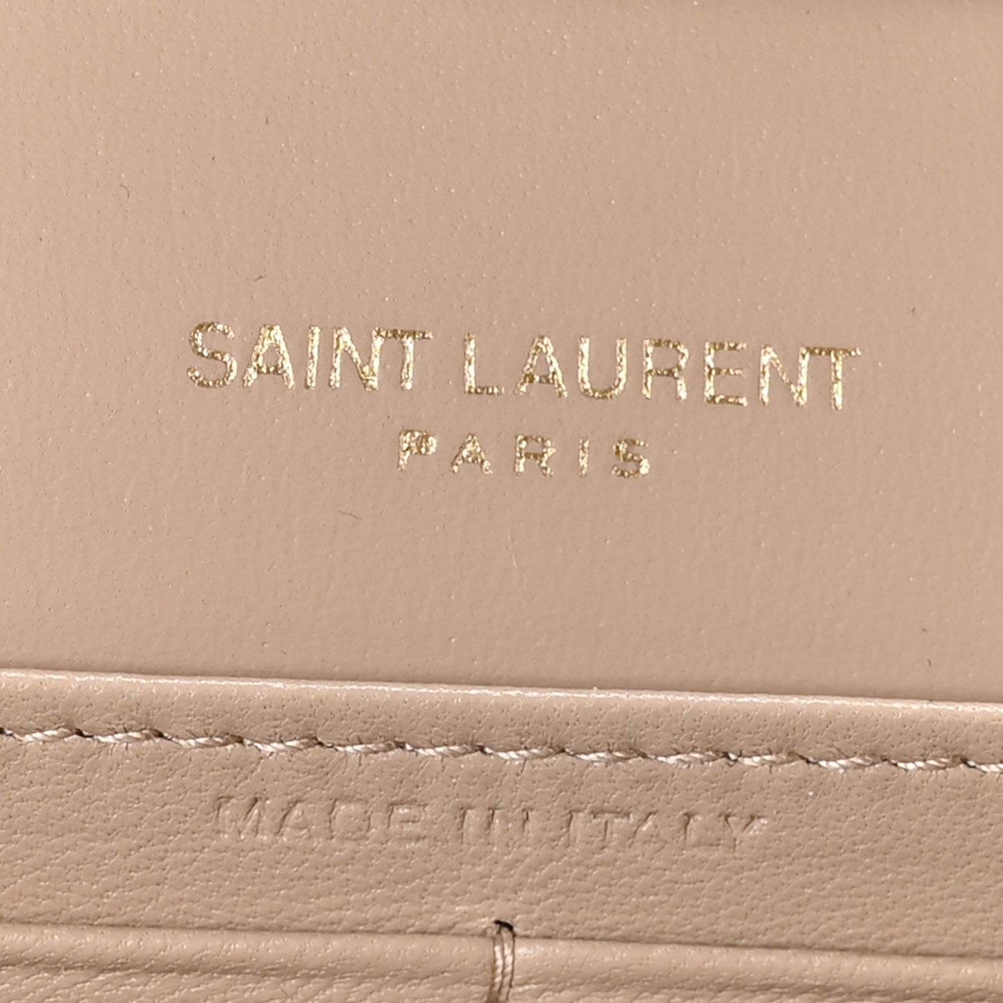 Glossy Calfskin Monogram Chain Wallet  Dark Beige