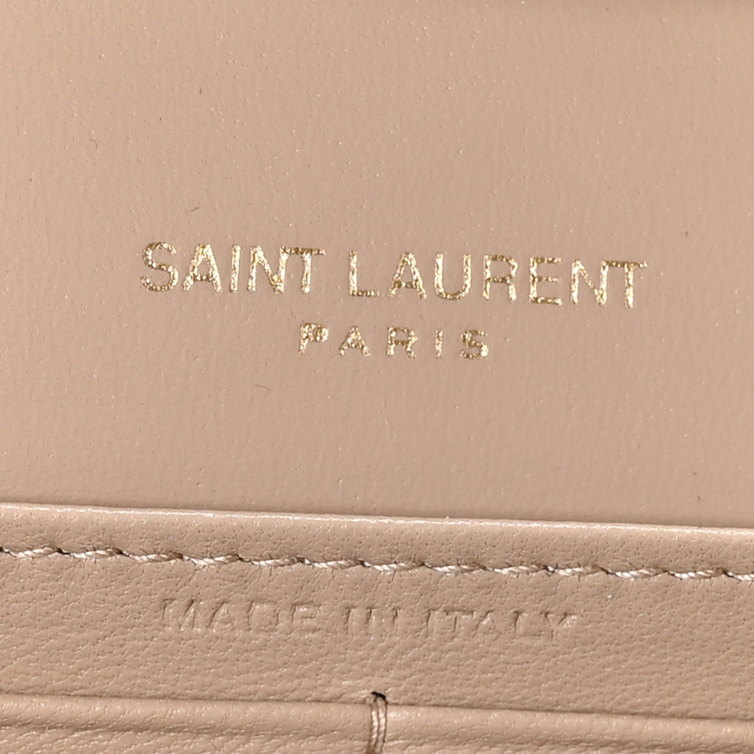 Saint Laurent Glossy Calfskin Monogram Chain Wallet  Dark Beige 6 of 10