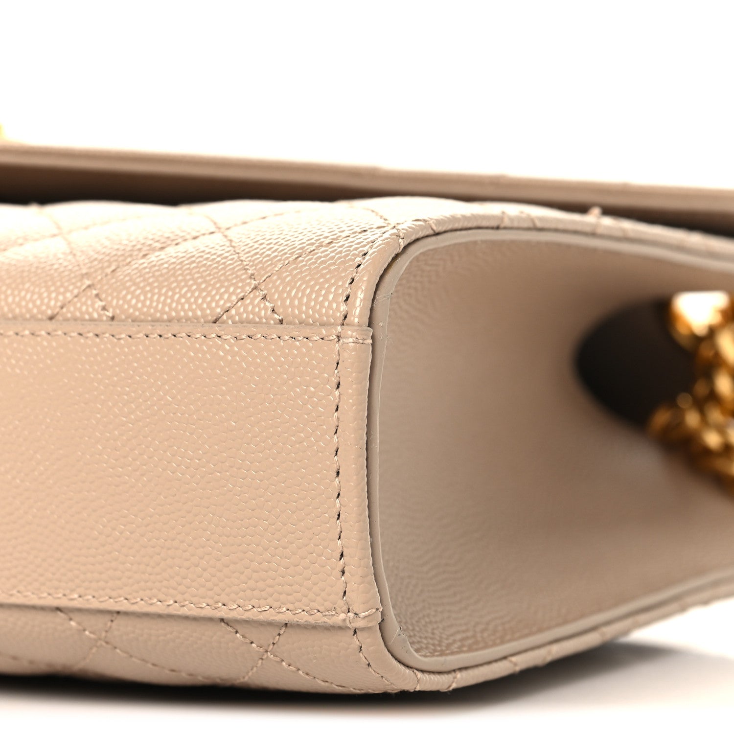 Saint Laurent Grain De Poudre Textured Mixed Matelasse Medium Triquilt Monogram Satchel Dark Beige 10 of 10