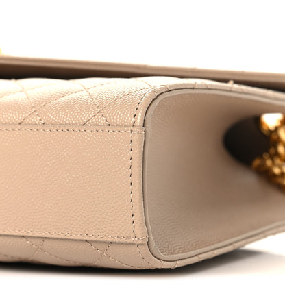 Saint Laurent Grain De Poudre Textured Mixed Matelasse Medium Triquilt Monogram Satchel Dark Beige 10 of 10