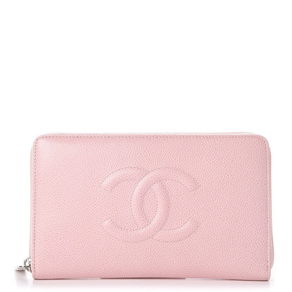 Chanel Caviar Large CC Timeless Zip Around Organizer Wallet Light Pink 1 of 8