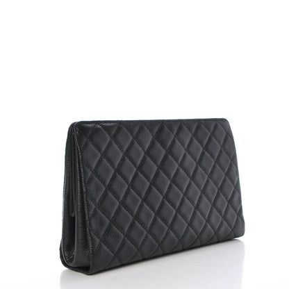 Chanel Caviar Quilted CC Large Clutch Black 3 of 9