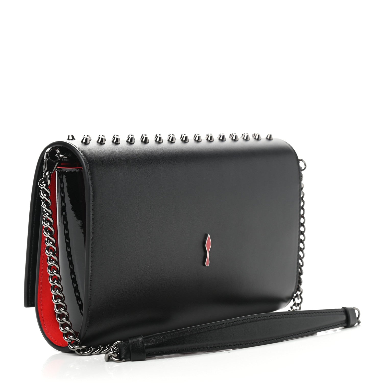 Christian Louboutin Calfskin Patent Spikes Paloma Clutch Black 3 of 10