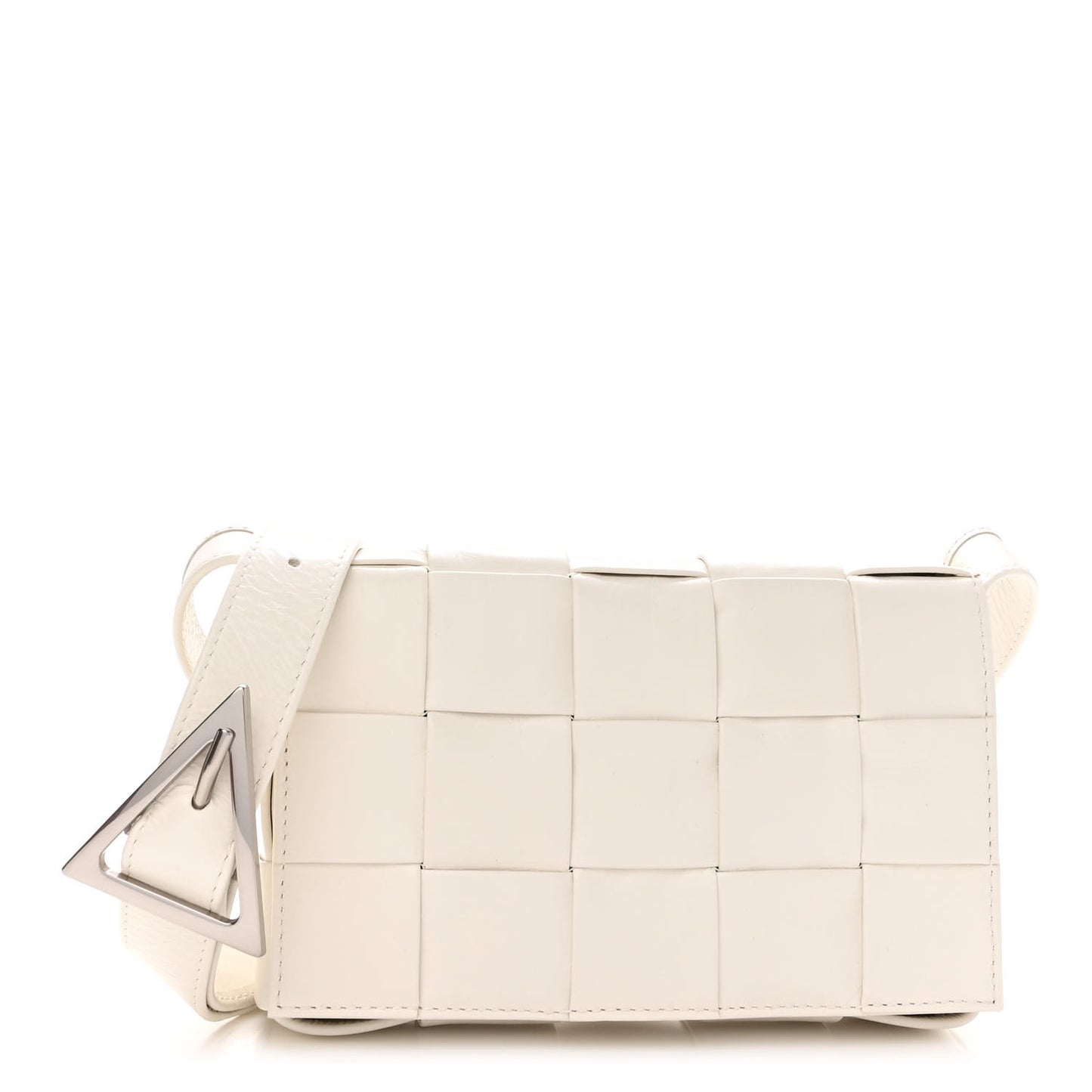 Paper Calfskin Maxi Intreccio Cassette Crossbody Bag White