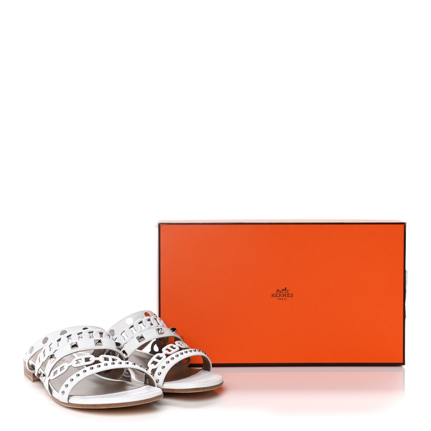 Hermes Nappa Amalfi Sandals 38 White Gris Argente 15 of 15