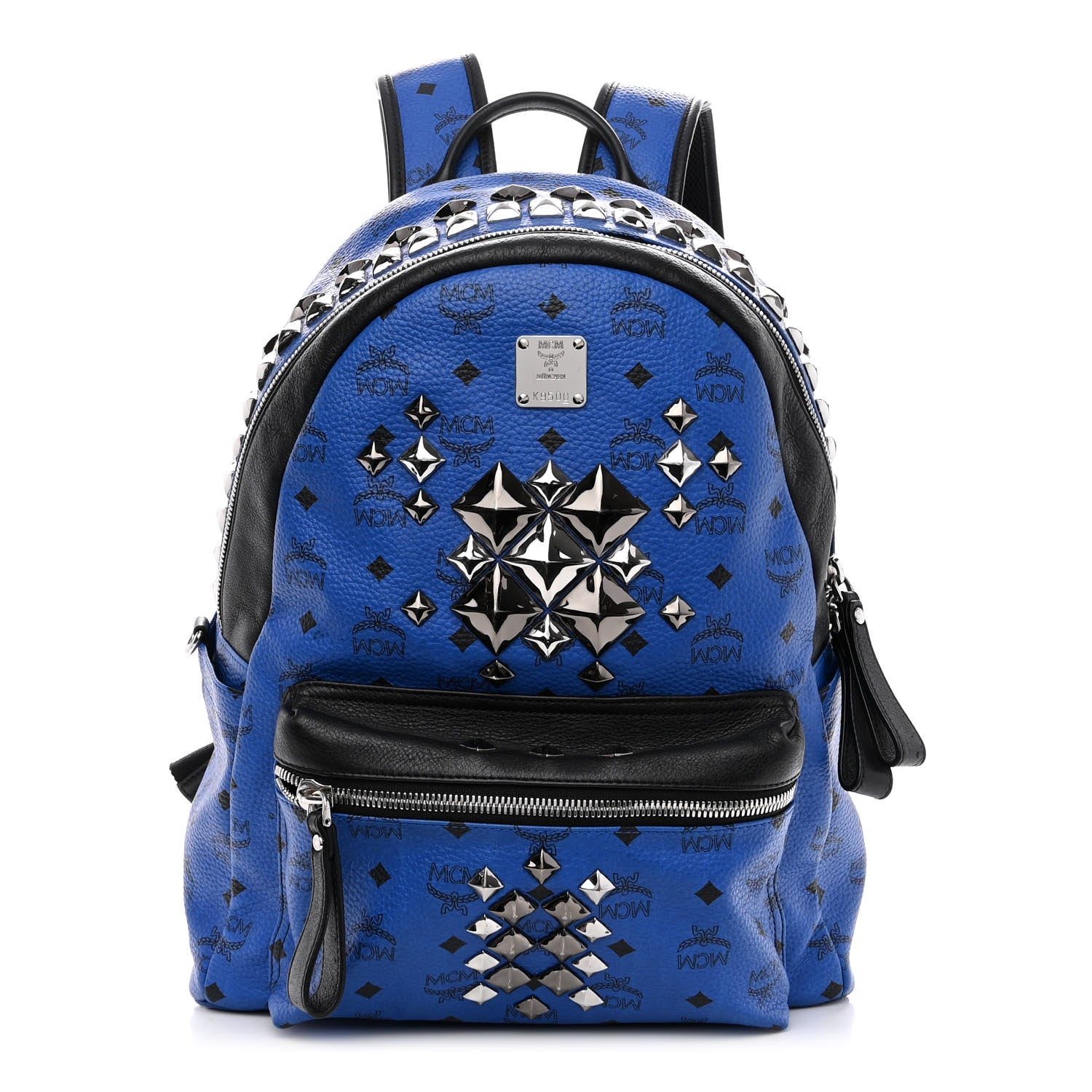 MCM Visetos Studded Colorblock Stark Brock Backpack Blue 1 of 10