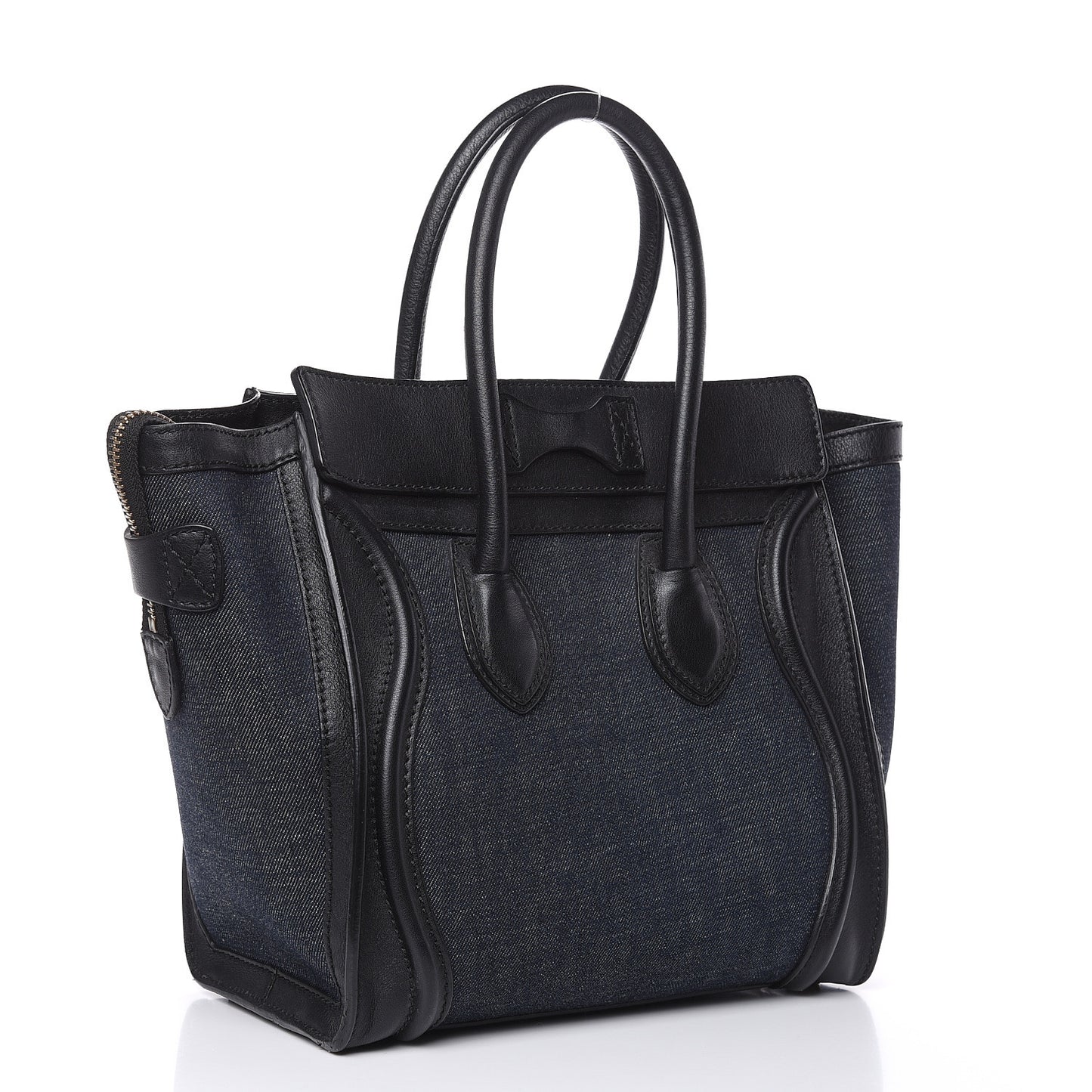 Smooth Calfskin Denim Micro Luggage Navy Black