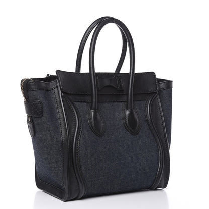 Celine Smooth Calfskin Denim Micro Luggage Navy Black 3 of 17