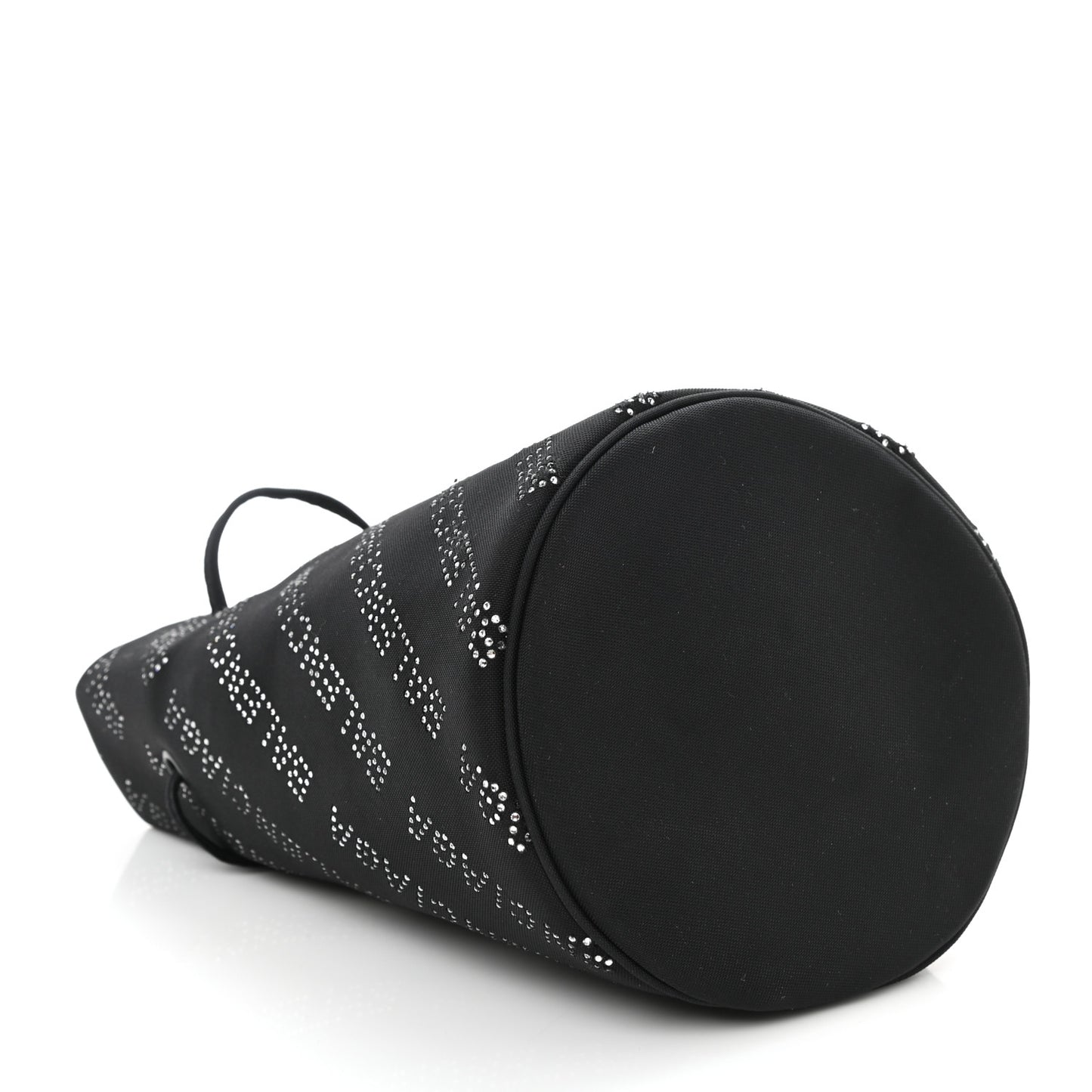 Recycled Sport Nylon Crystal Allover Logo Wheel Drawstring Bucket Bag Black Crystal