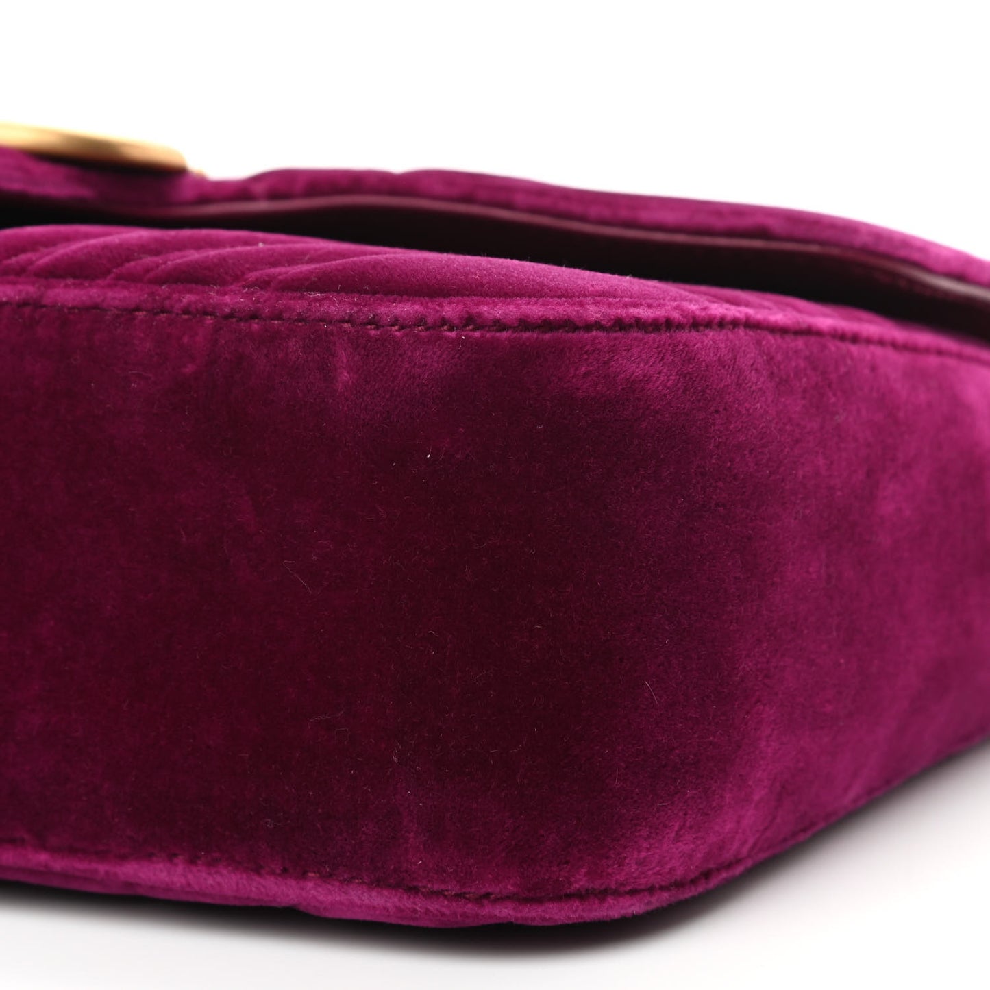 Velvet Matelasse Small GG Marmont Shoulder Bag Fuchsia Violet Cyclamen