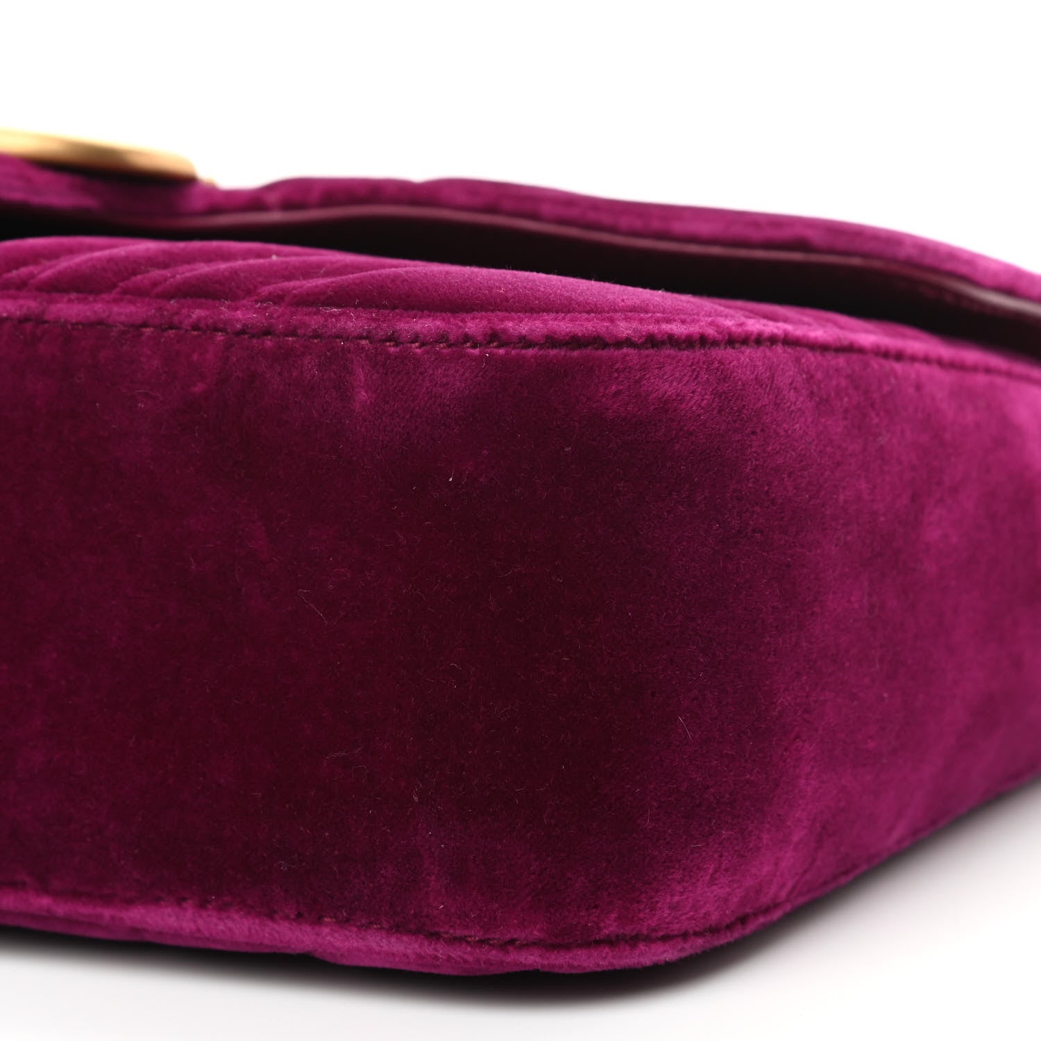 Gucci Velvet Matelasse Small GG Marmont Shoulder Bag Fuchsia Violet Cyclamen 10 of 10