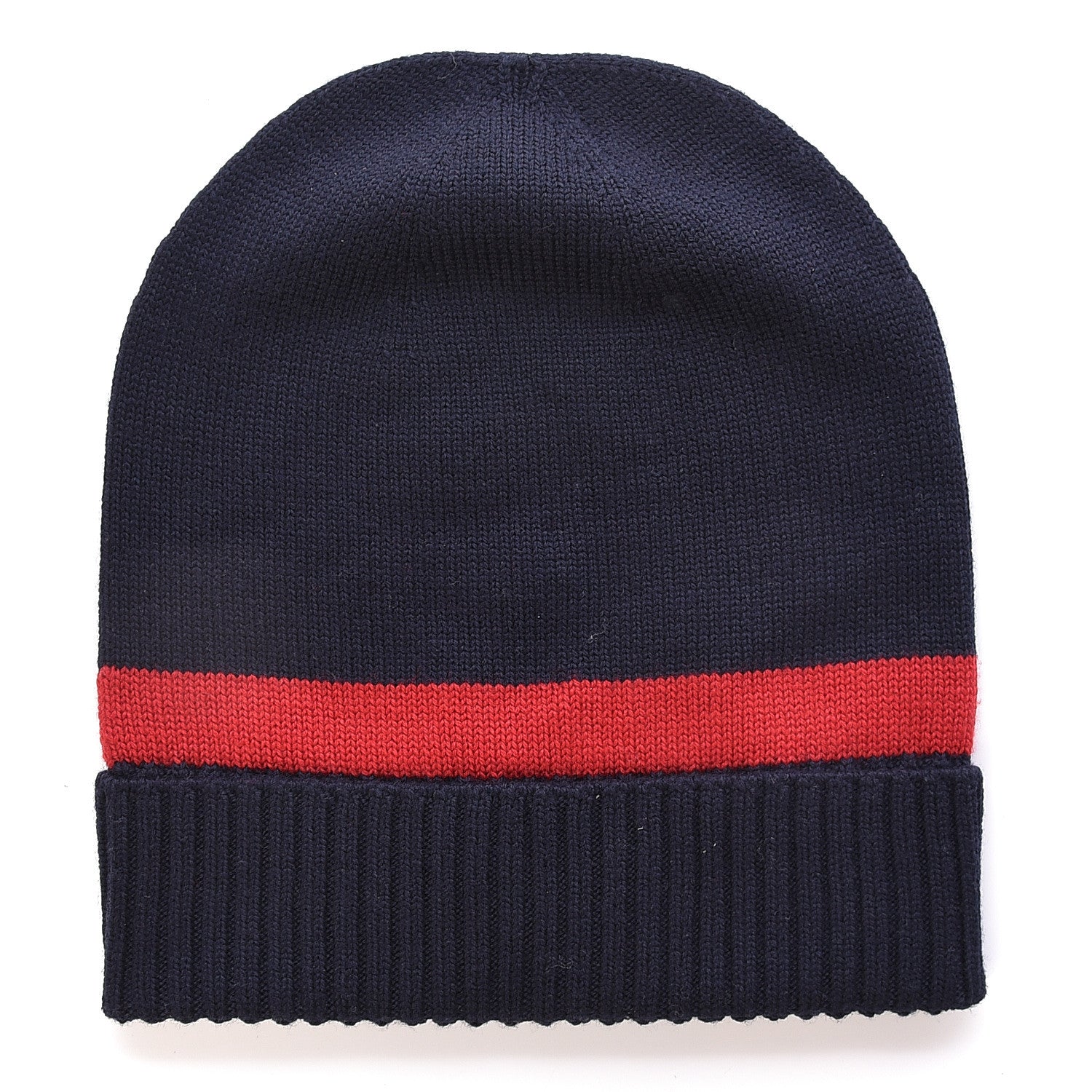 Gucci Wool Tricot Knit New Port Beanie Hat L Midnight Blue Red 3 of 4