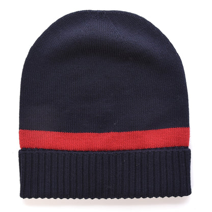 Gucci Wool Tricot Knit New Port Beanie Hat L Midnight Blue Red 3 of 4