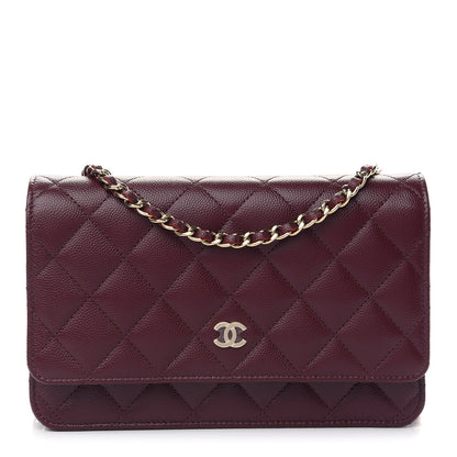 Chanel Caviar Quilted Wallet on Chain WOC Burgundy 1 of 10