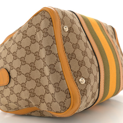 Gucci Monogram Selleria Calfskin Vintage Web Medium Boston Beige Ebony Yellow 9 of 15