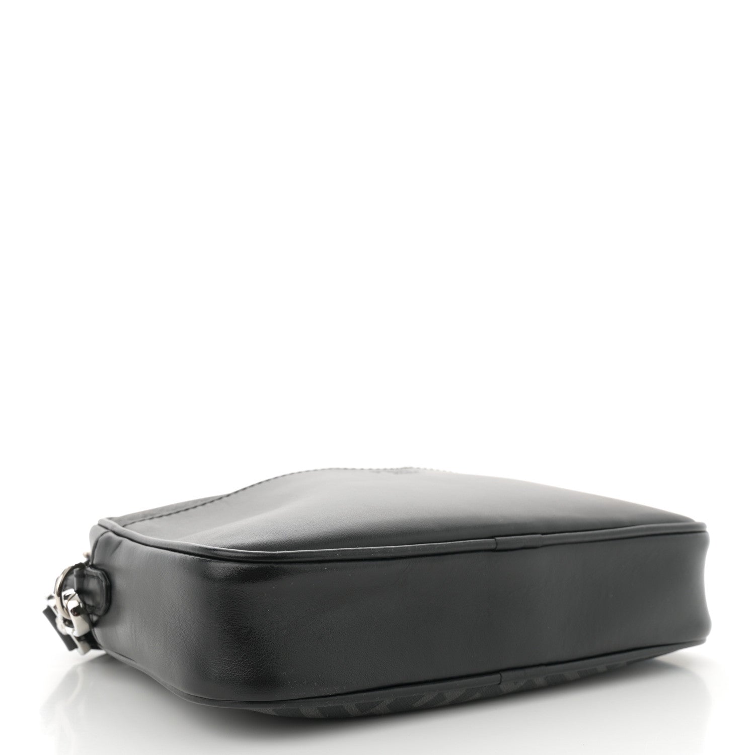 Fendi Shiny Glazed Fabric Vitello Cover FF 1974 Logo Medium Camera Case Black 4 of 12