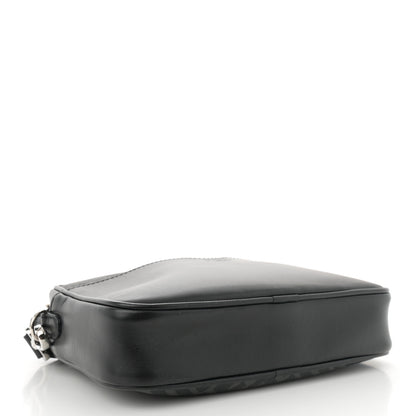 Fendi Shiny Glazed Fabric Vitello Cover FF 1974 Logo Medium Camera Case Black 4 of 12