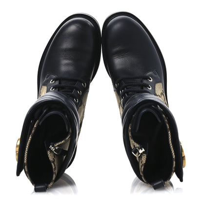 Gucci Flores Calfskin Monogram Maxi GG Nappa Matelasse Double G 40mm Ankle Boots 36 Black Camel Ebony 8 of 14