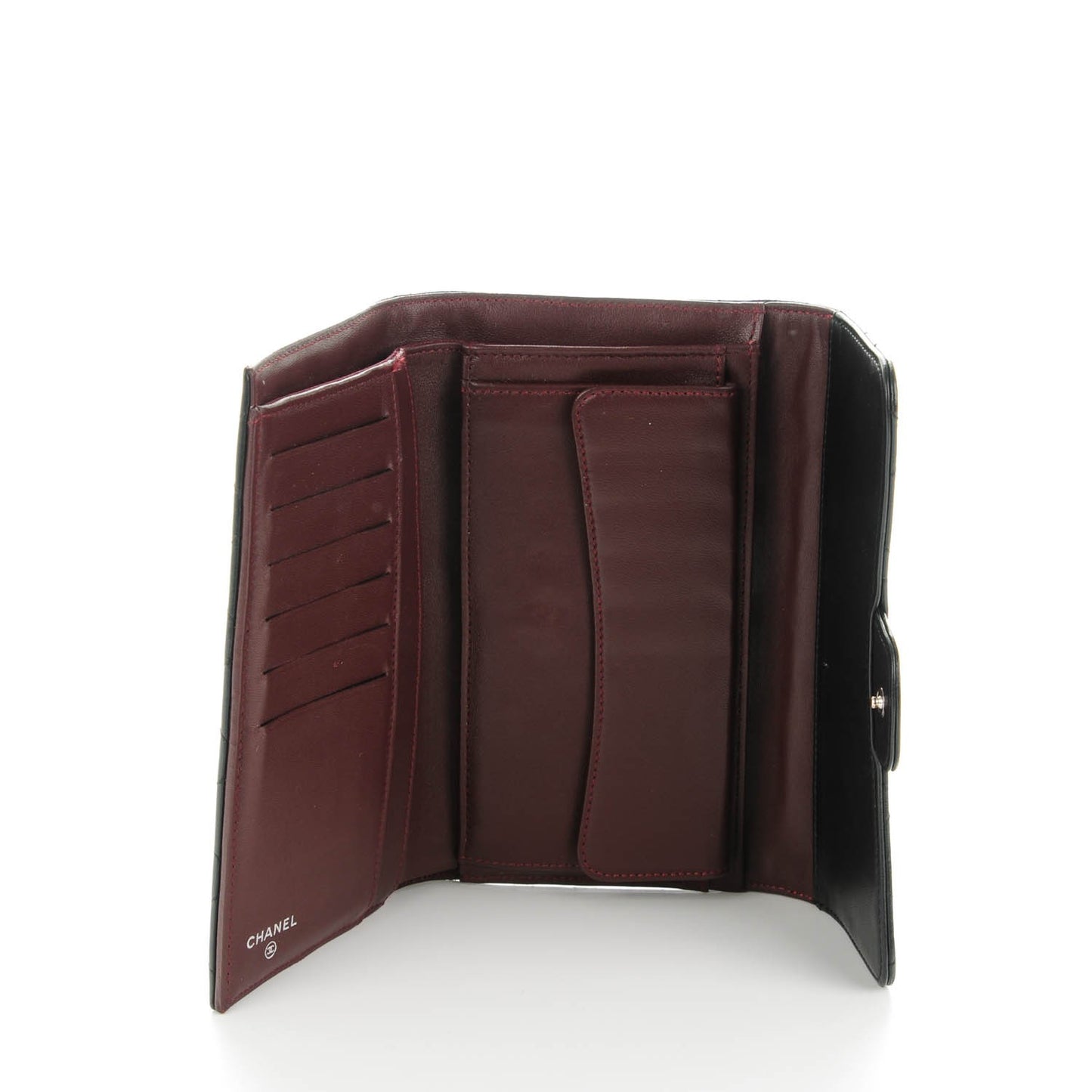 Lambskin Quilted Large Flap Wallet Black