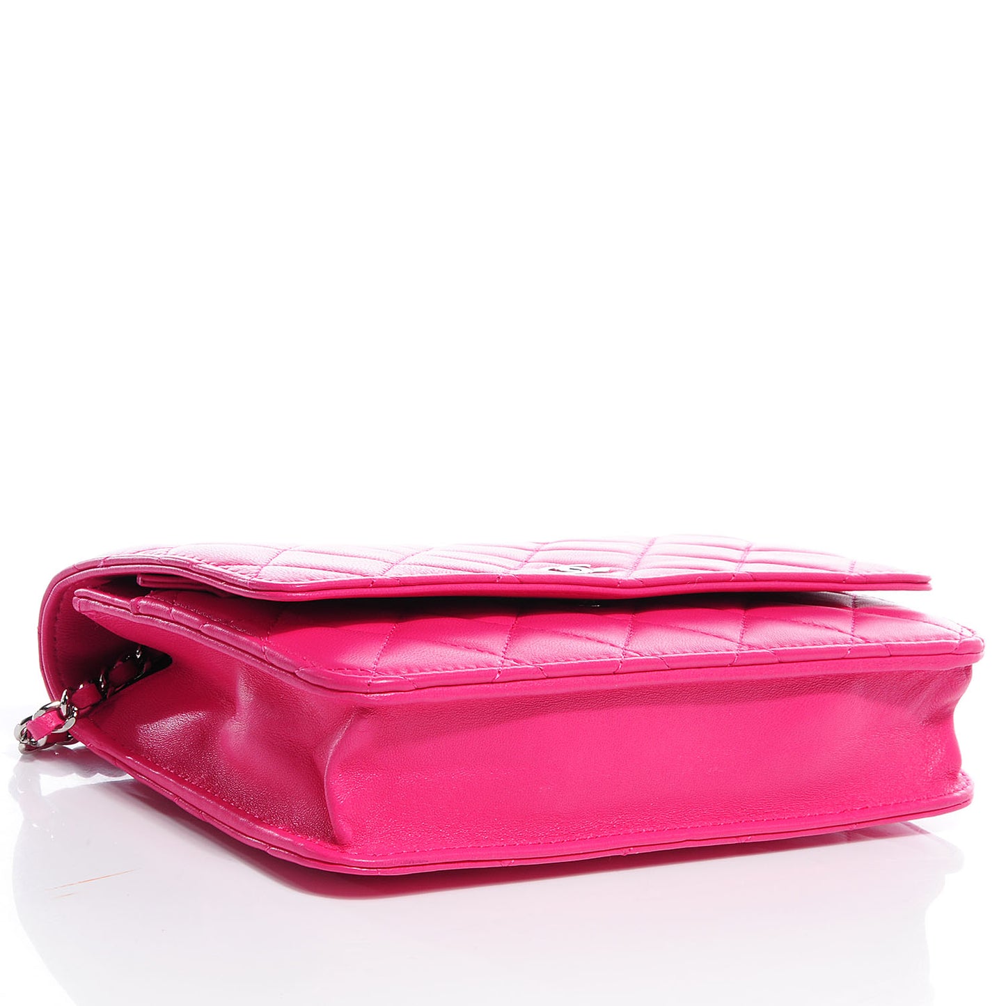 Lambskin Wallet On Chain WOC Dark Pink