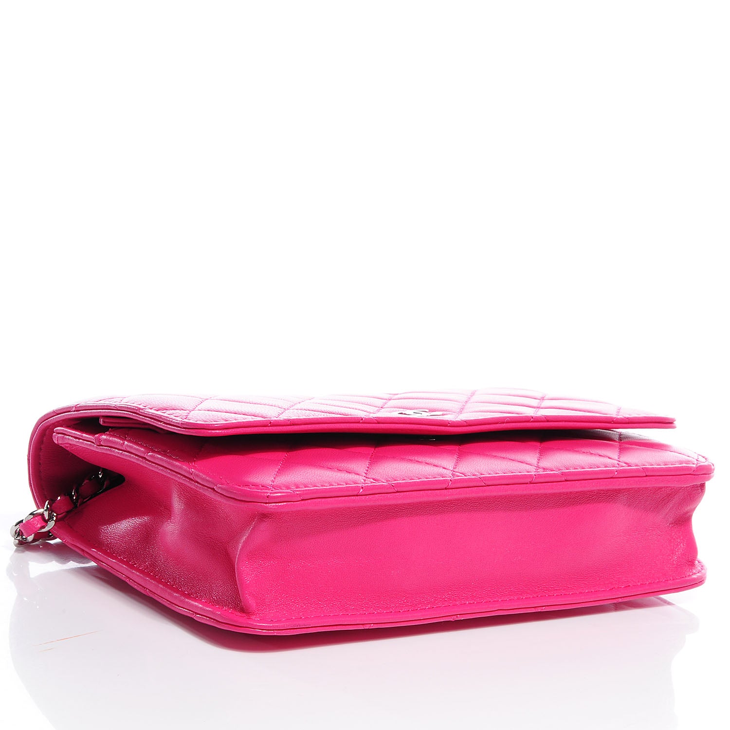 Chanel Lambskin Wallet On Chain WOC Dark Pink 4 of 9