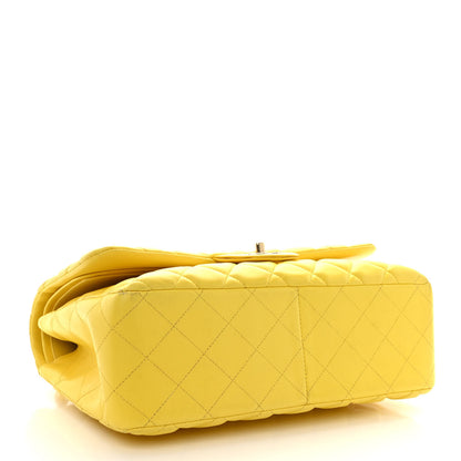 Chanel Lambskin Quilted Jumbo Double Flap Yellow 4 of 11