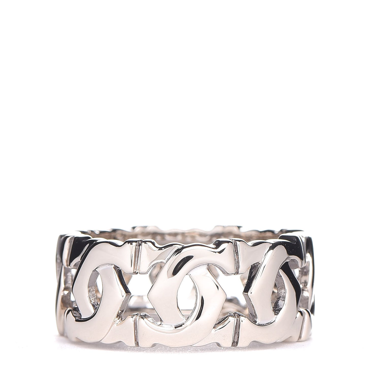 CARTIER 18K White Gold Entrelaces Ring 49 4.75