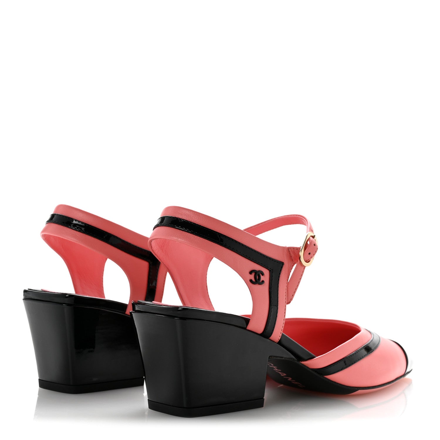 Chanel Patent Calfskin CC Ankle Strap Sandals 38 Pink Black 5 of 10