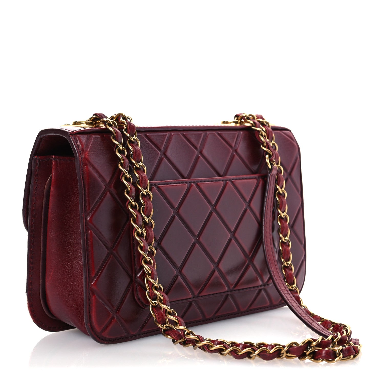Chanel Calfskin Embossed Medium Flap Red 3 of 15