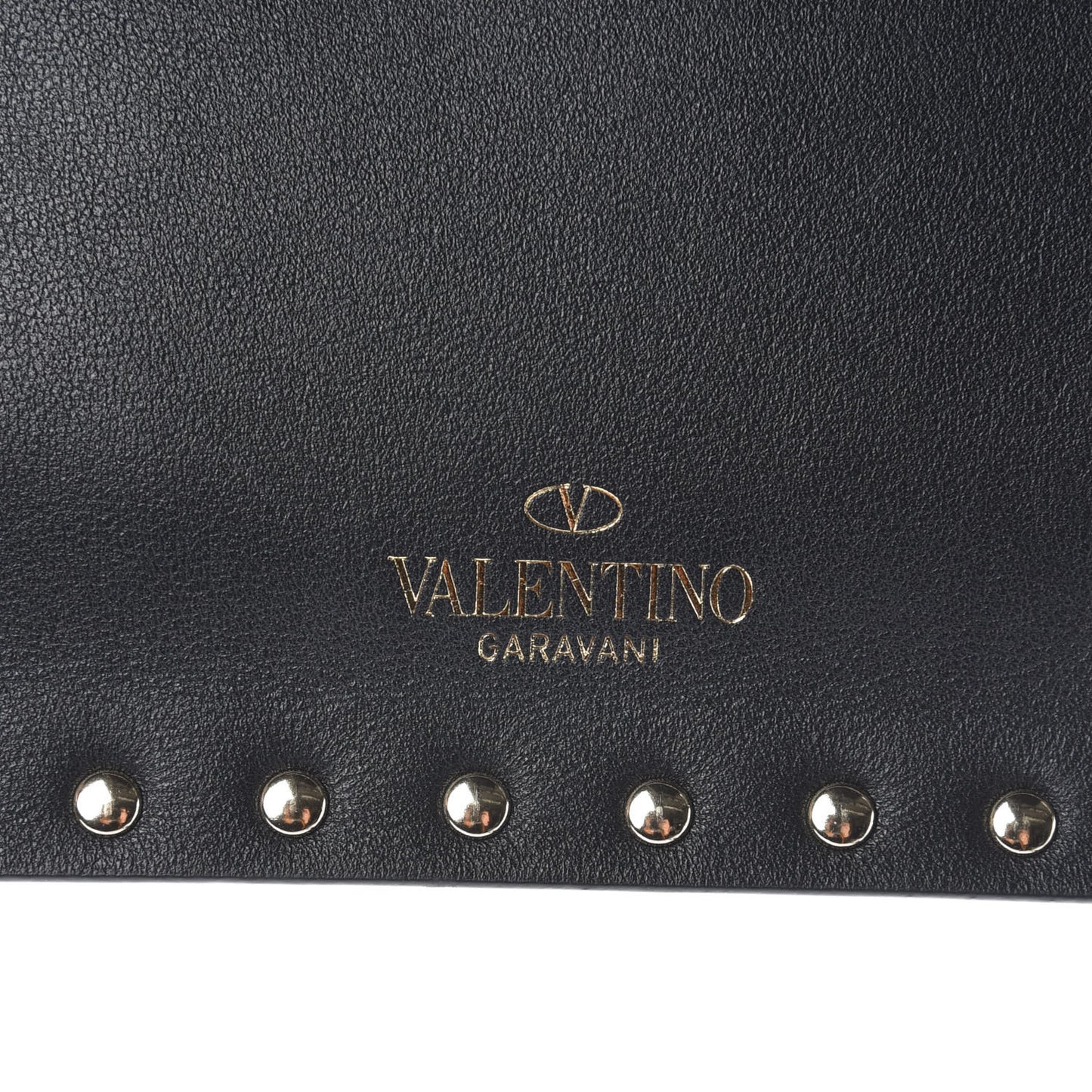 Vitello Large Rockstud Zip Pouch Black
