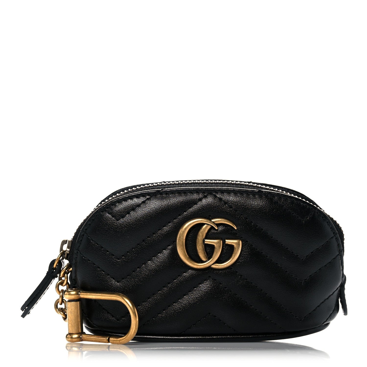 Gucci Calfskin Matelasse GG Marmont Key Pouch Black 1 of 8