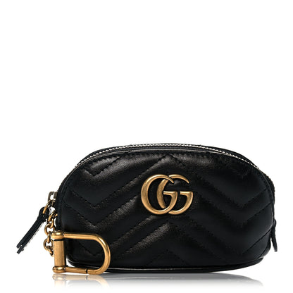 Gucci Calfskin Matelasse GG Marmont Key Pouch Black 1 of 8