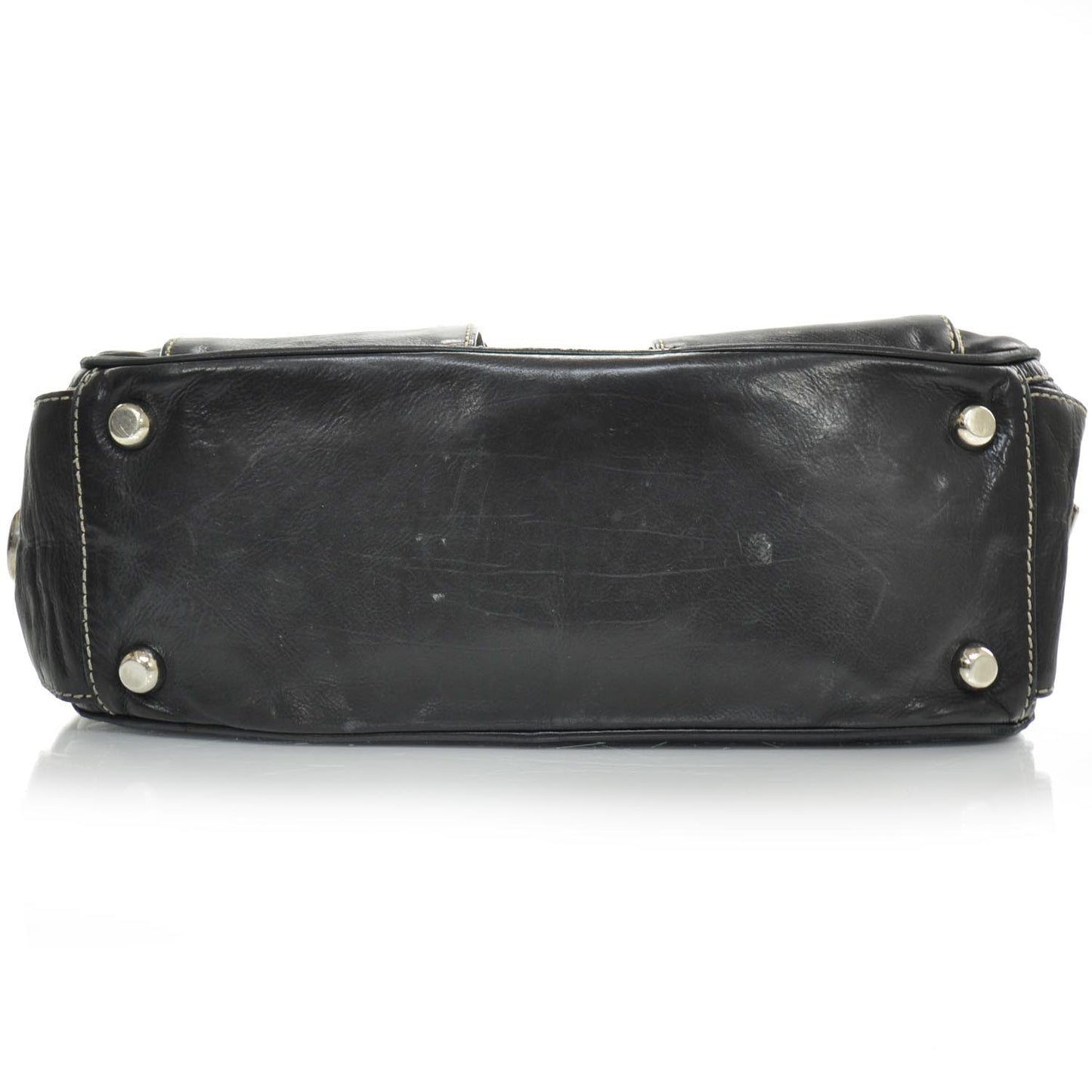 Leather Large Multipocket Hobo Black