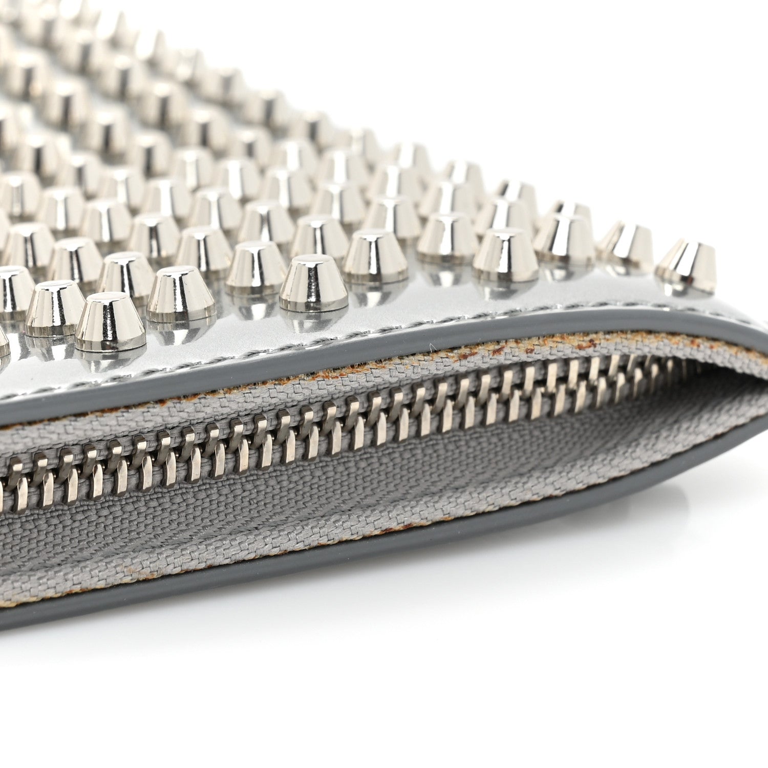 Christian Louboutin Metallic Calfskin Quadro Spikes Loubiclutch Silver 12 of 12
