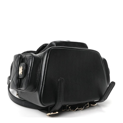 Chanel Shiny Caviar Quilted Small Pockets Drawstring Backpack Black 4 of 10