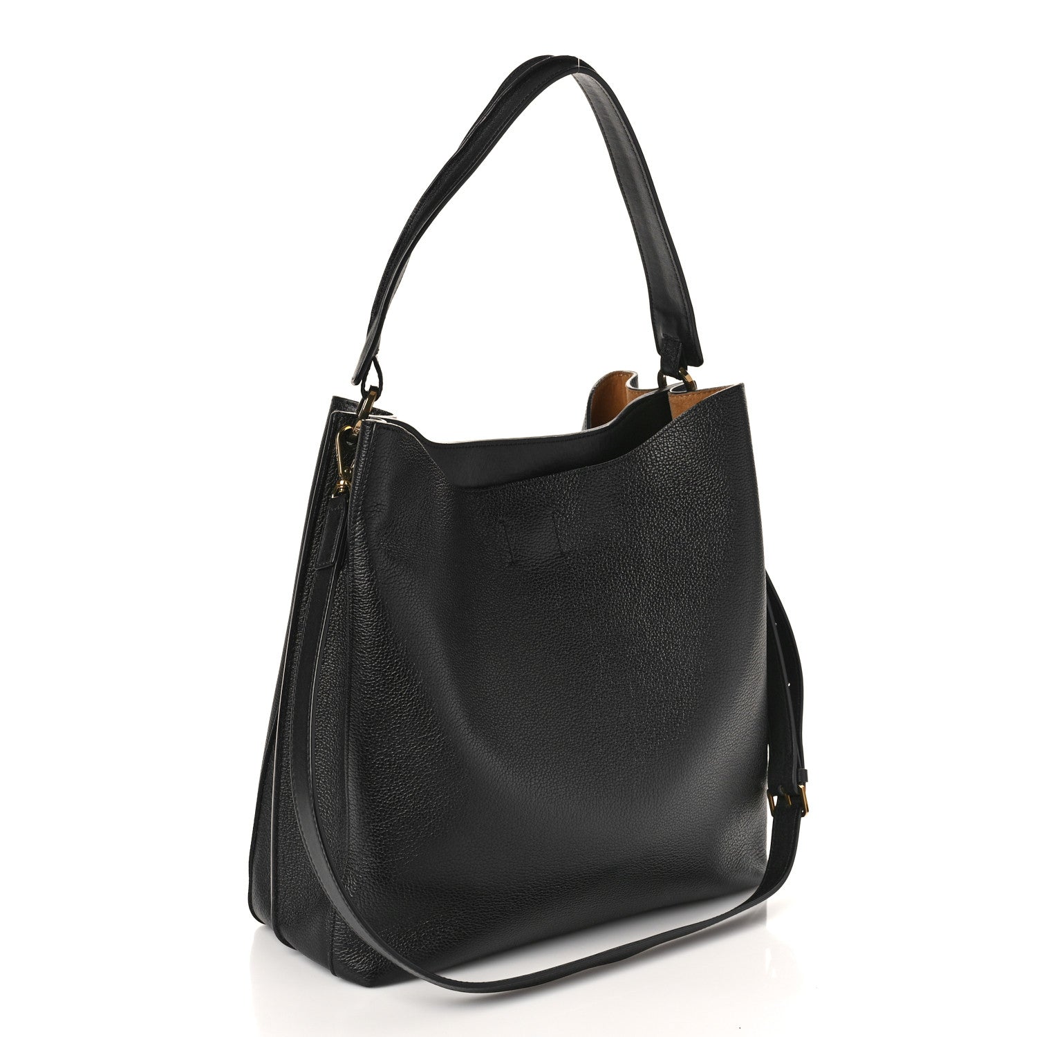 MCM Grained Calfskin Milla Drawstring Bucket Bag Black 3 of 8