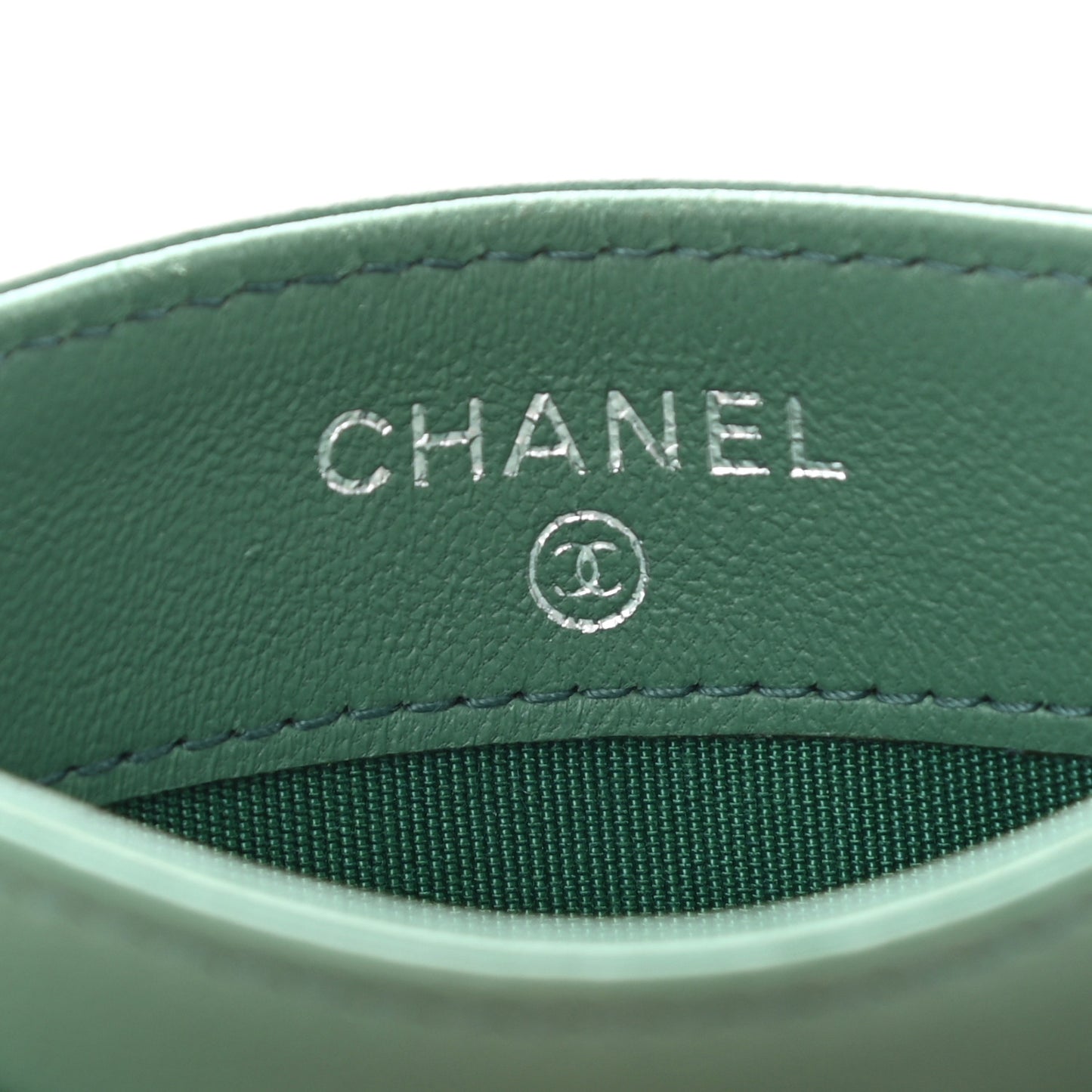 Lambskin Quilted Card Holder Green