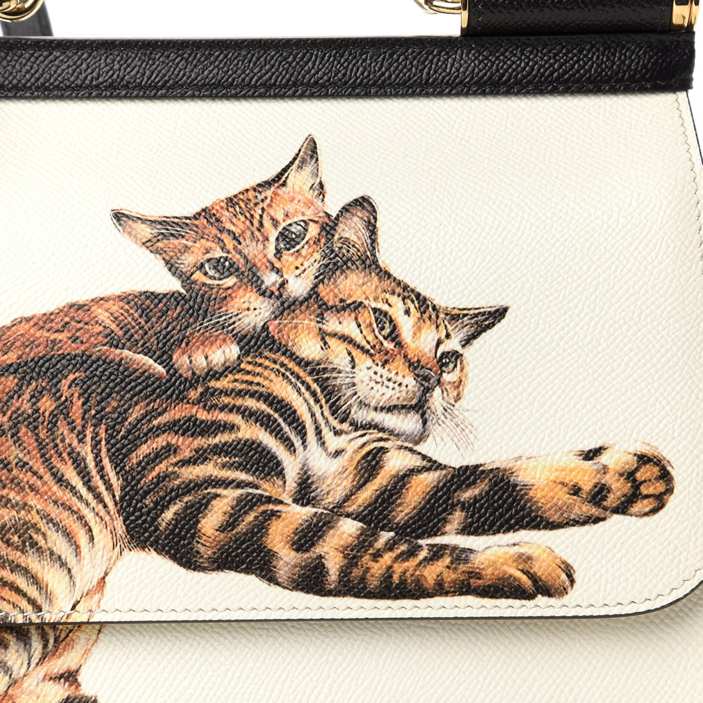Dauphine Kitten Print Medium Miss Sicily Satchel White Black