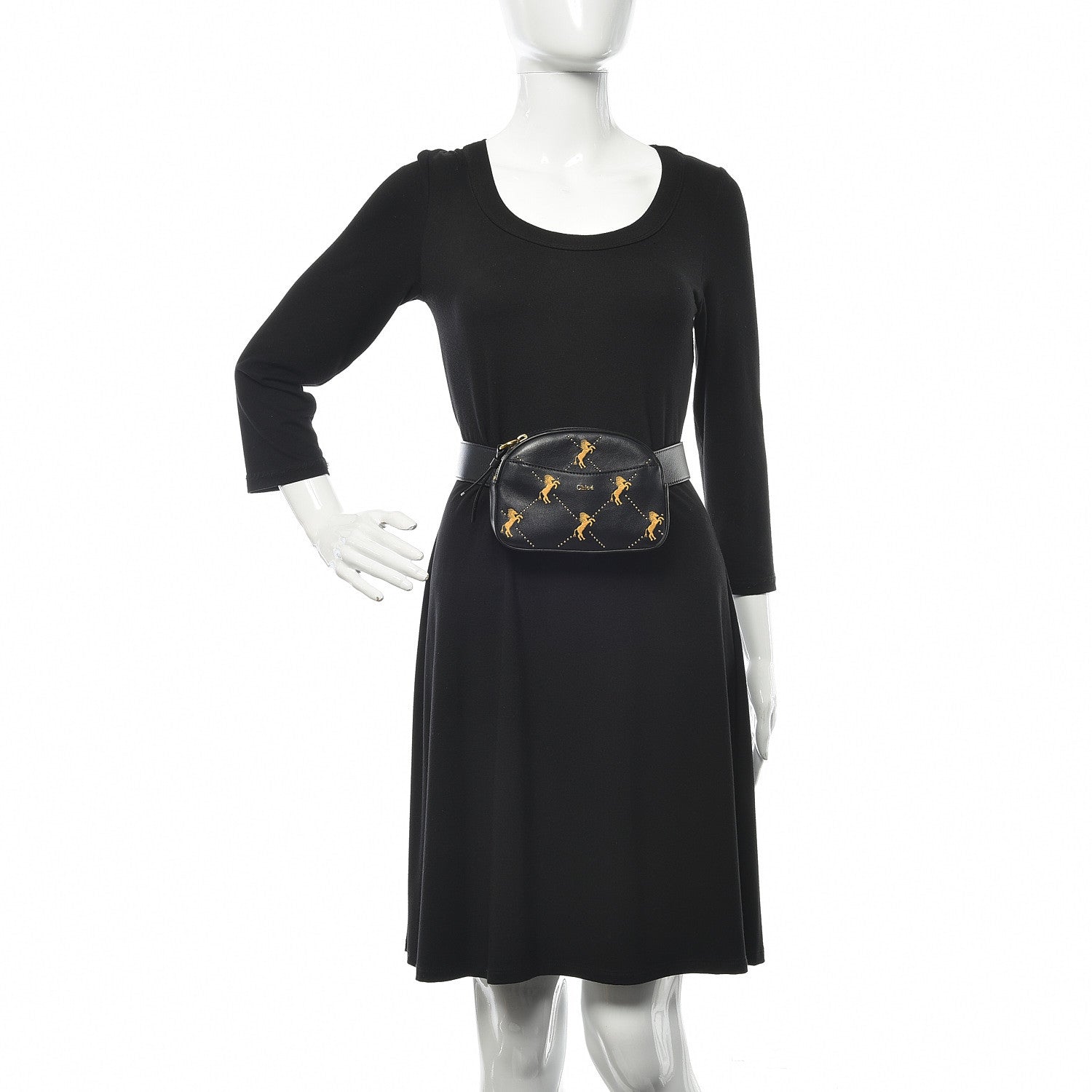 Chloe Smooth Calfskin Little Horses Embroidered Signature Belt Bag Black 2 of 11