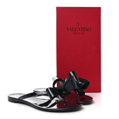 Valentino Garavani PVC Jelly Bow Thong Sandals 37 Black 8 of 8