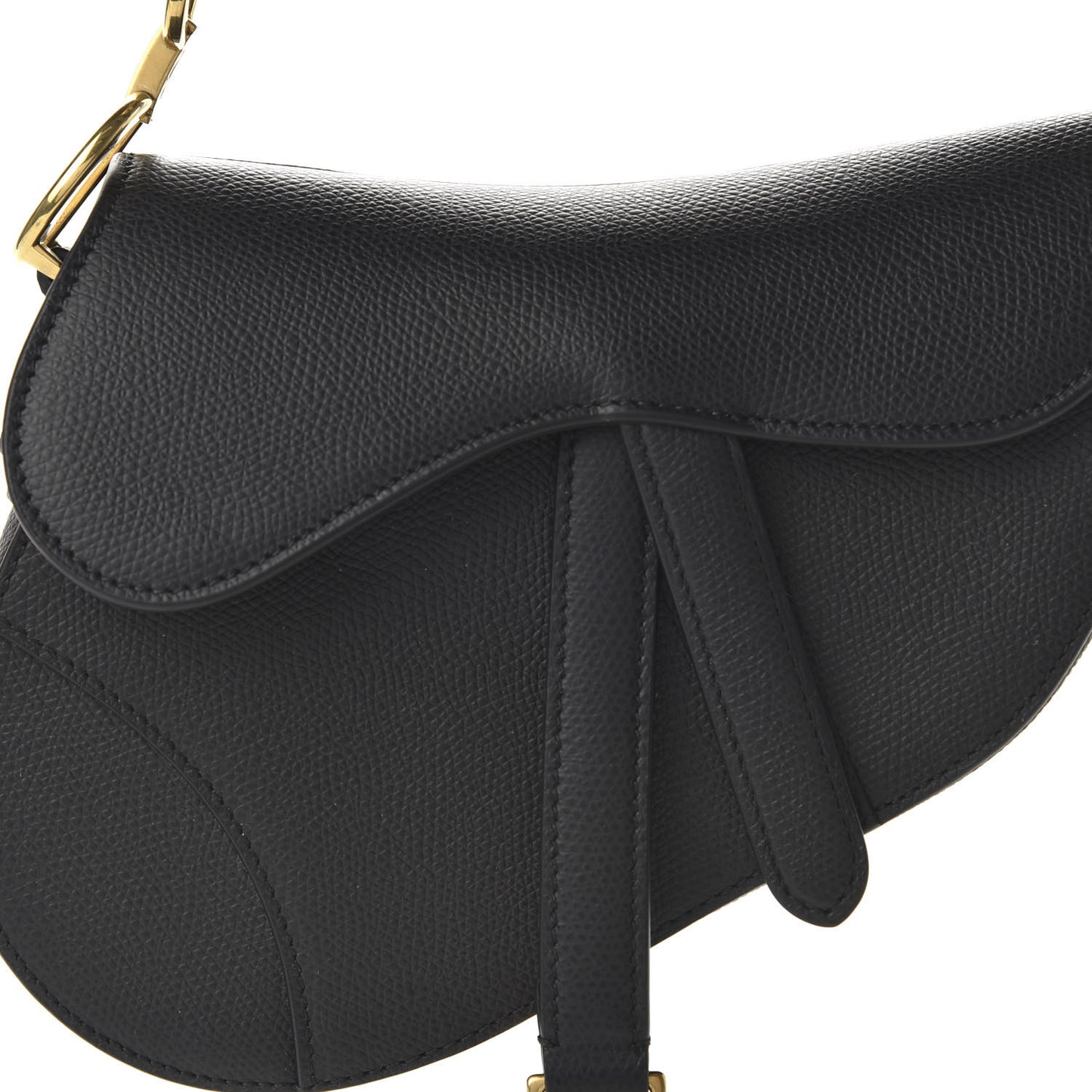Grained Calfskin Mini Saddle Bag Black
