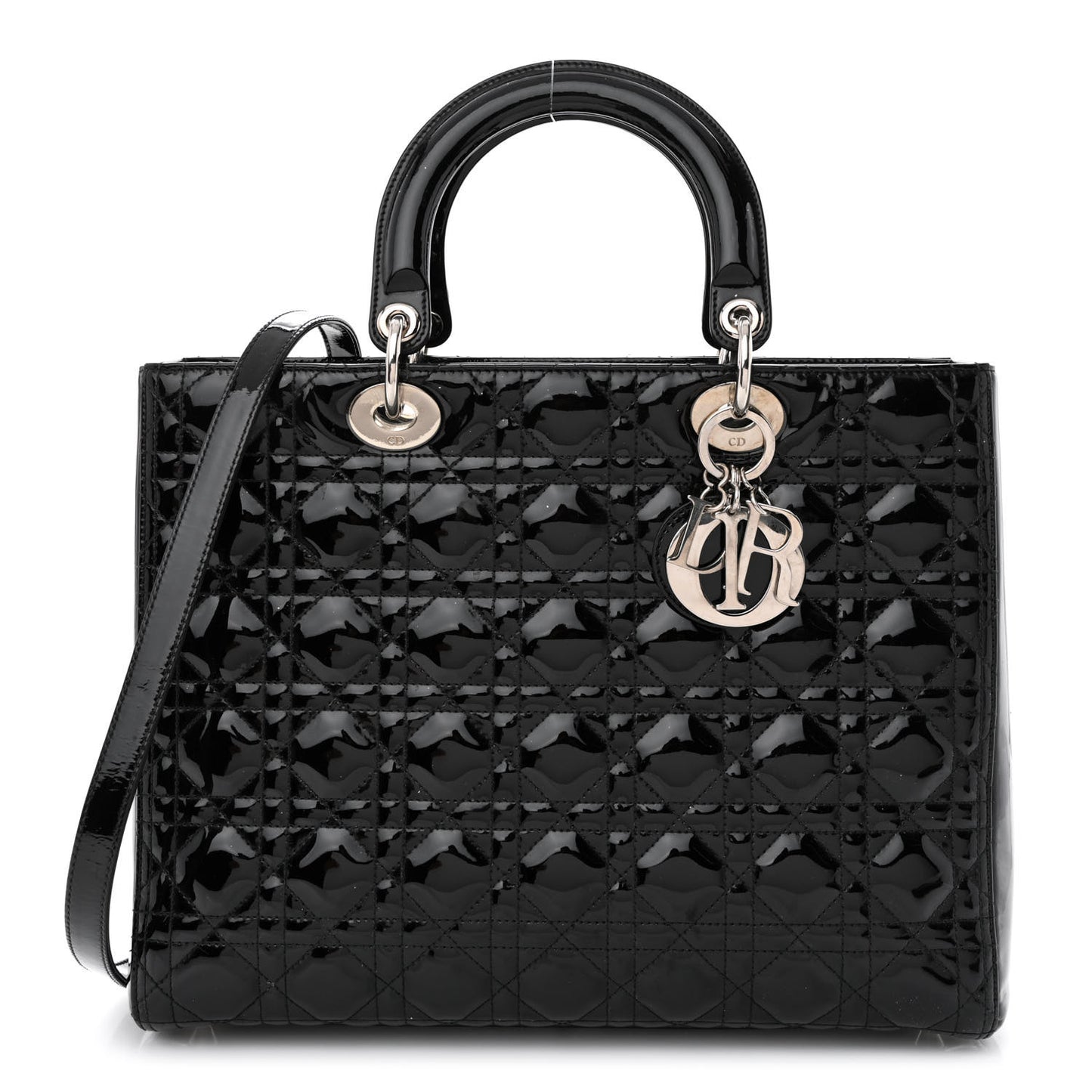 Patent Cannage Large Lady Dior Black