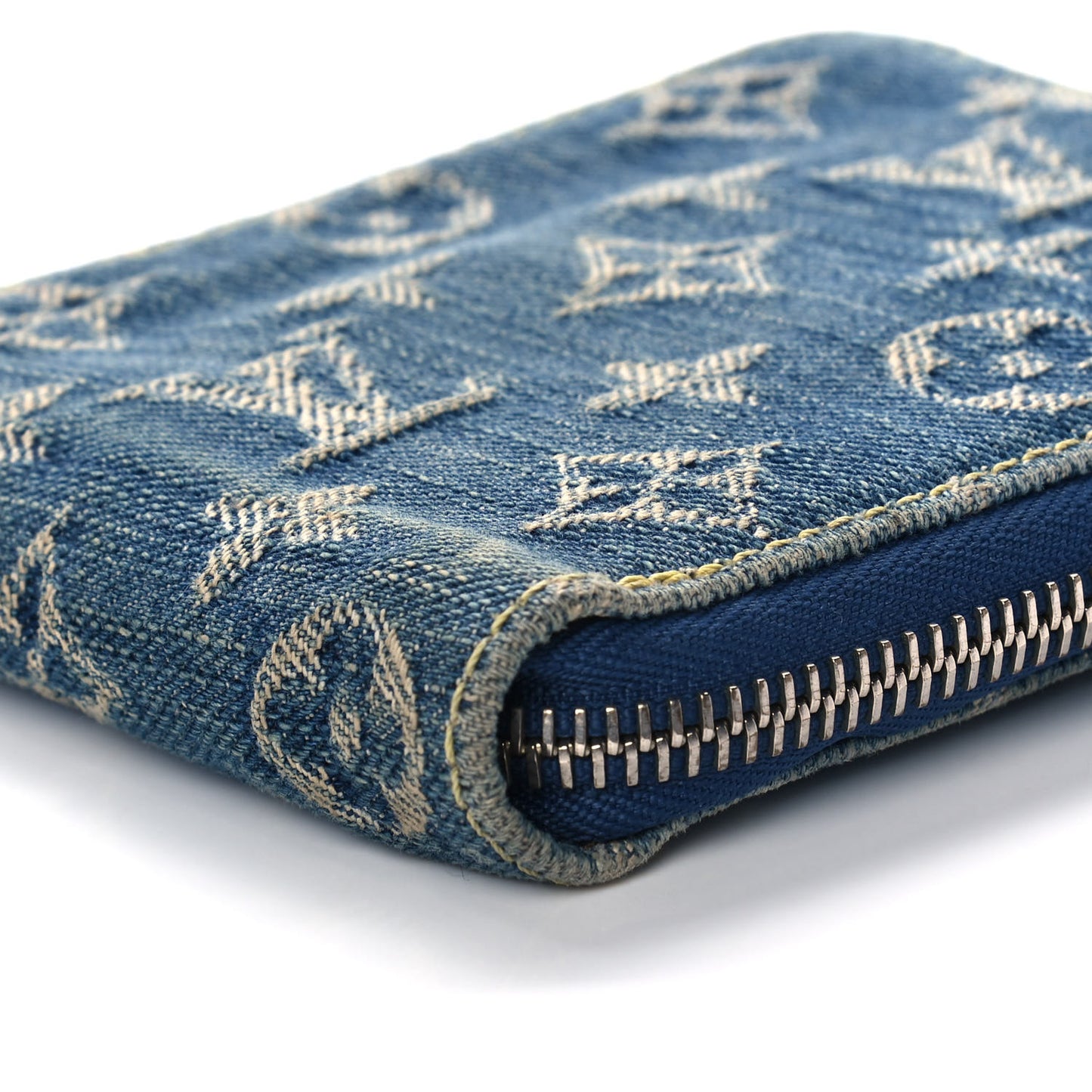 Denim Zip Compact Wallet Blue