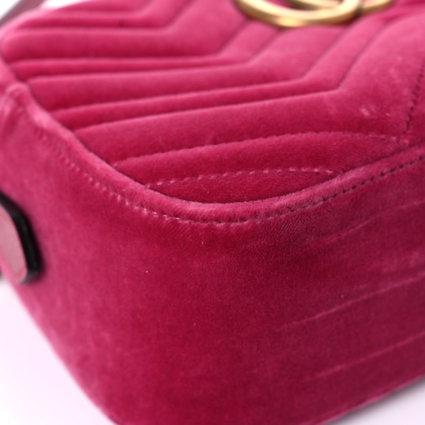 Velvet Matelasse Small GG Marmont Chain Shoulder Bag Light Raspberry Rose