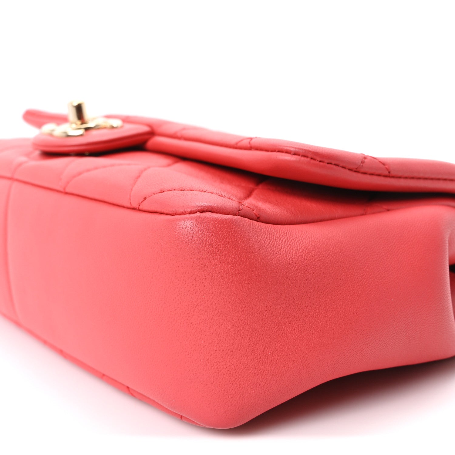 Chanel Lambskin Quilted Resin Bi-Color Chain Flap Bag Red 10 of 10