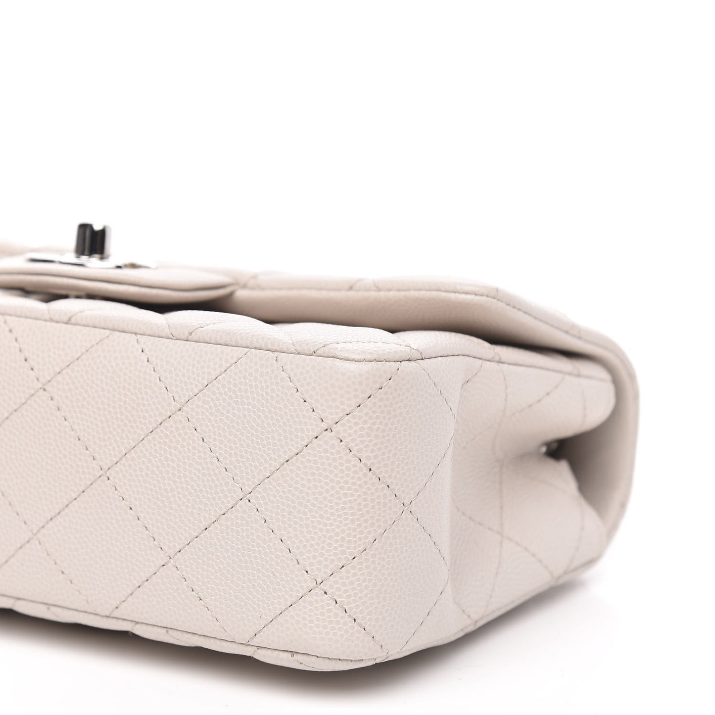 Caviar Quilted Mini Rectangular Flap White