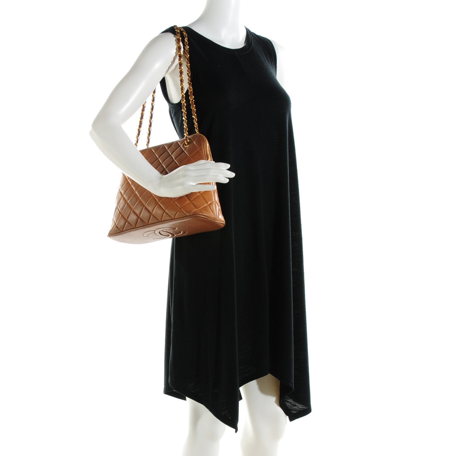 Chanel Lambskin Quilted Shoulder Bag Light Brown 2 of 8
