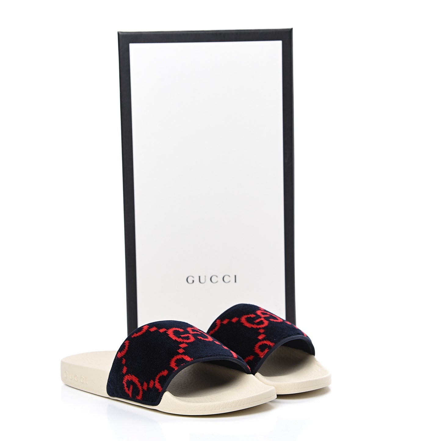 Terry Cloth GG Monogram Slide Sandals 35 Blue Red