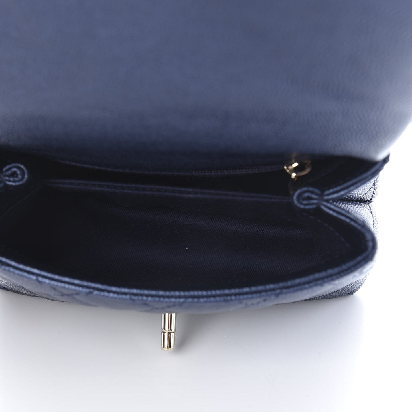 Metallic Caviar Quilted Extra Mini Coco Handle Flap Dark Blue